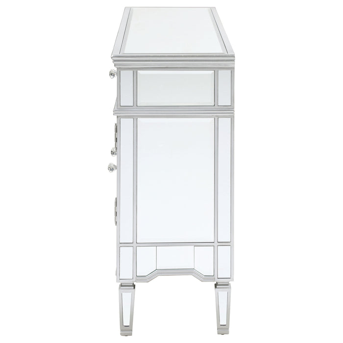 Duchess 5-drawer Mirrored Storage Accent Cabinet Silver