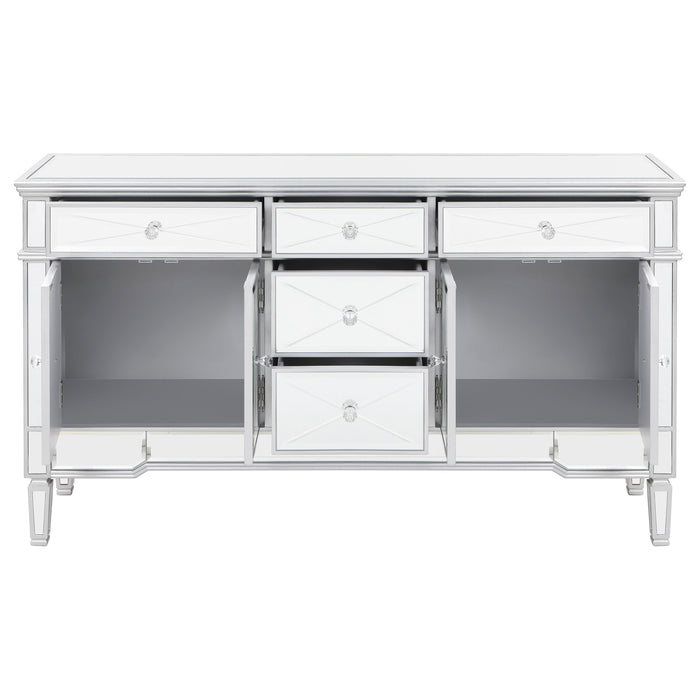 Duchess 5-drawer Mirrored Storage Accent Cabinet Silver