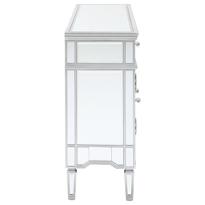 Duchess 5-drawer Mirrored Storage Accent Cabinet Silver