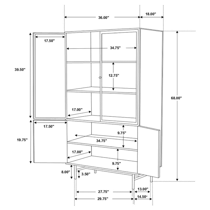 Santiago 4-door Metal Tall Storage Cabinet Matte Black