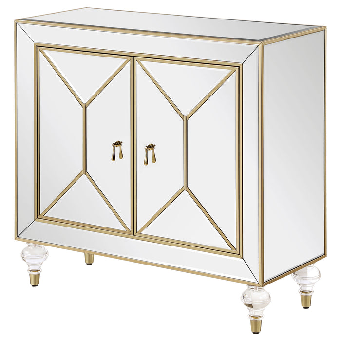 Lupin 2-door Mirrored Storage Accent Cabinet Champagne