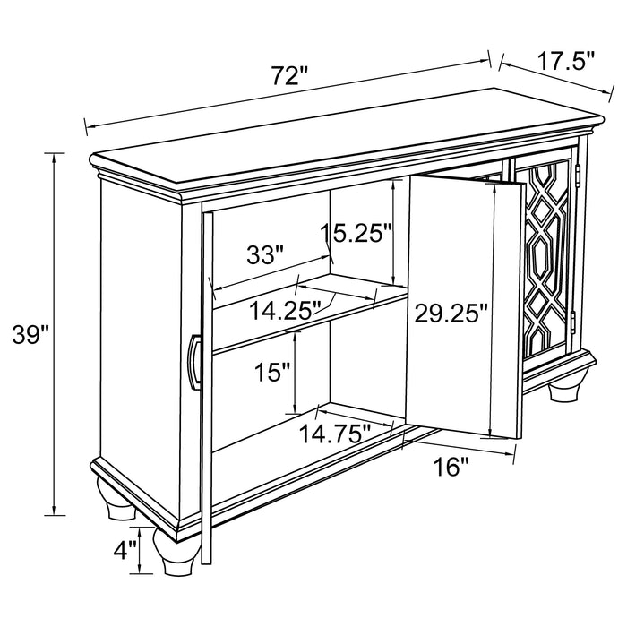 Melanie 4-door Wood Trellis Accent Cabinet Distressed White