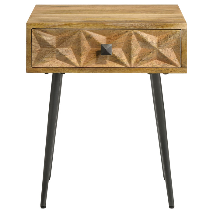 Ezra 1-drawer Rectangular Accent Side Table Natural Mango