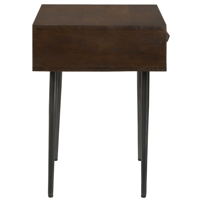 Ezra 1-drawer Rectangular Accent Side Table Coffee Brown