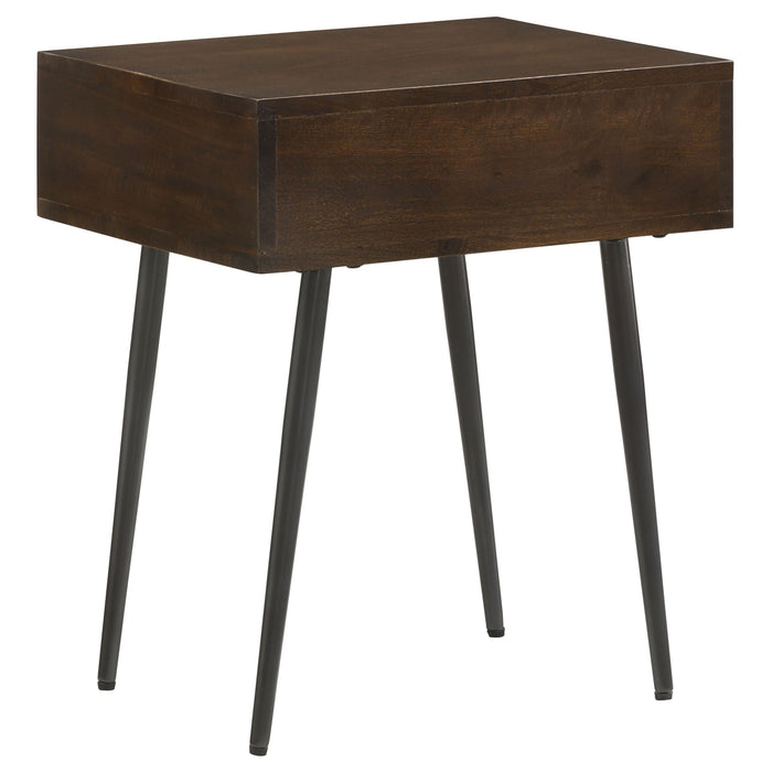 Ezra 1-drawer Rectangular Accent Side Table Coffee Brown