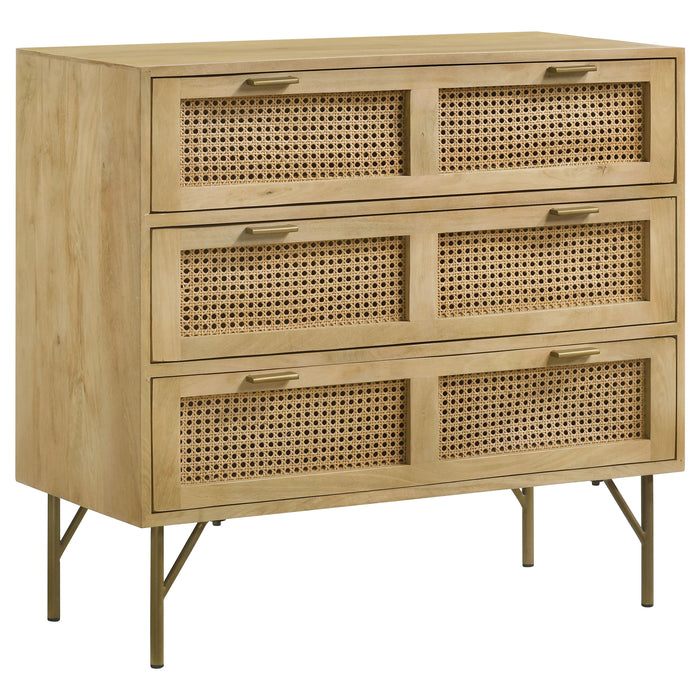 Zamora 3-drawer Wood Accent Cabinet with Woven Cane Natural