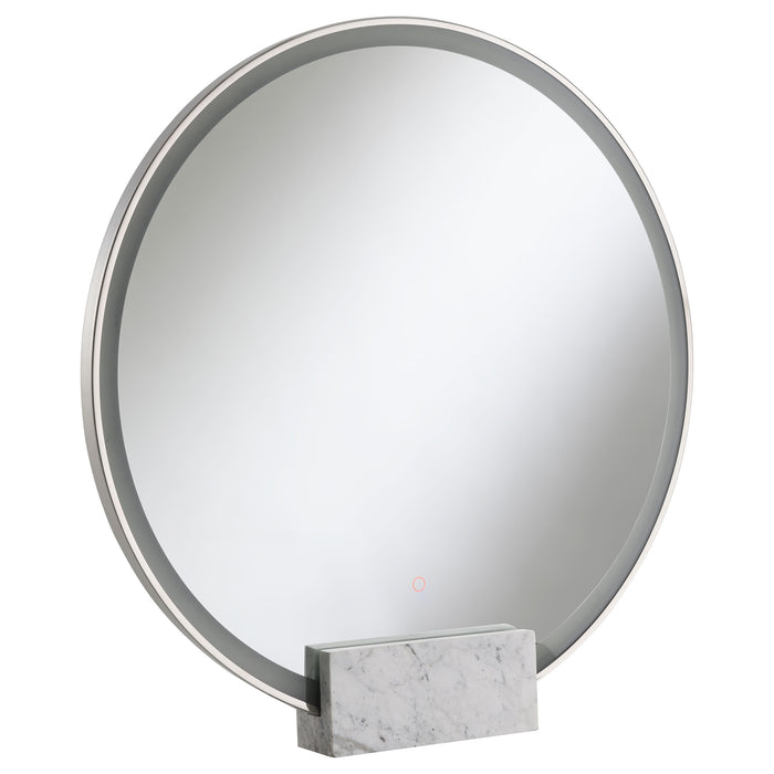 Jocelyn Round LED Vanity Mirror White Marble Base Chrome