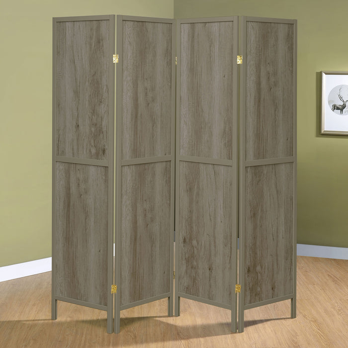 Deepika 4-Panel Room Divider Folding Screen Grey Driftwood