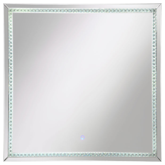 Noelle 39 x 39 Inch Wall Mirror with LED Lighting Silver