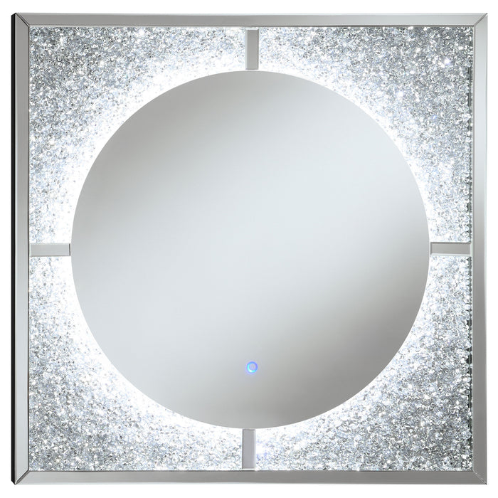 Theresa 39 x 39 Inch Wall Mirror with LED Lighting Silver