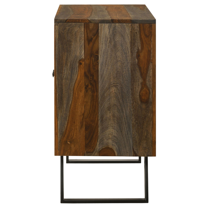 Mathis 2-door Sheesham Wood Storage Accent Cabinet Grey