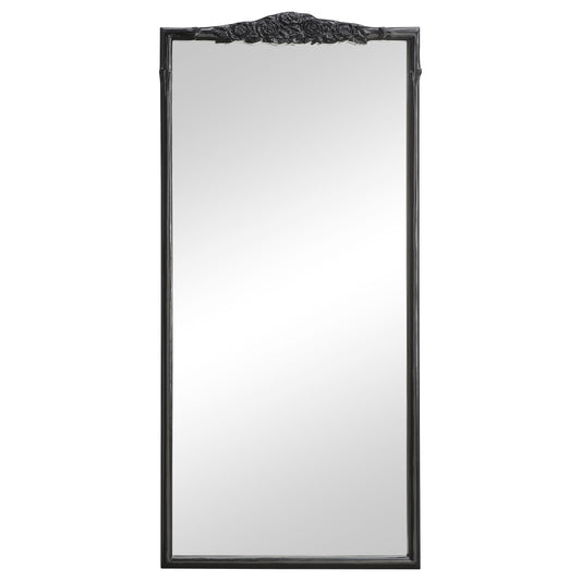 Sylvie 30 x 65 Inch French Provincial Floor Mirror Black