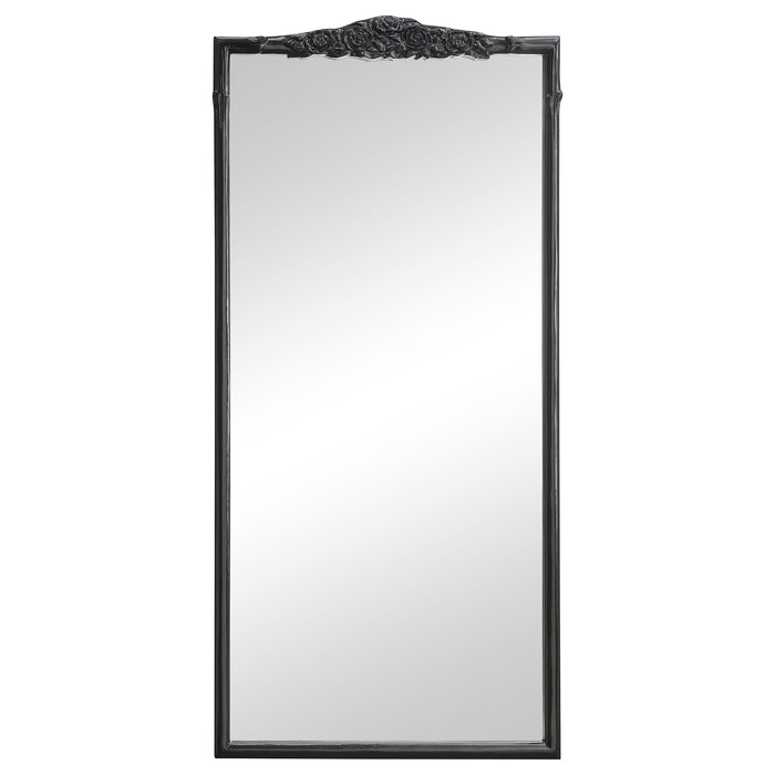 Sylvie 30 x 65 Inch French Provincial Floor Mirror Black