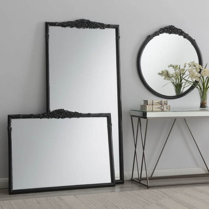 Sylvie 30 x 65 Inch French Provincial Floor Mirror Black