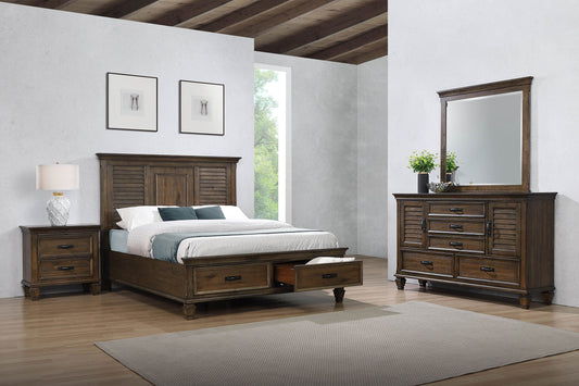 Franco 4-piece Eastern King Bedroom Set Burnished Oak