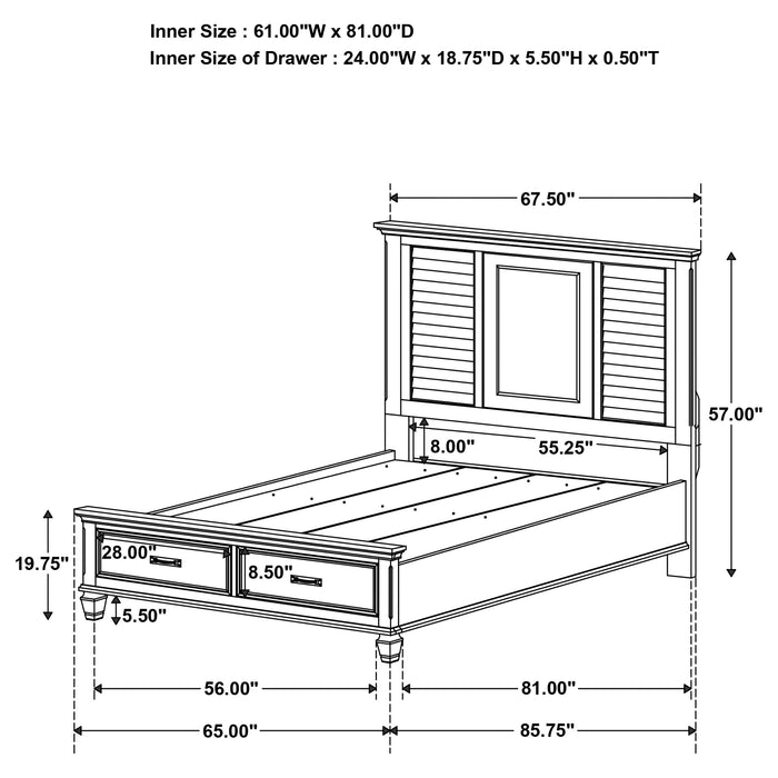 Franco Wood Queen Storage Panel Bed Burnished Oak