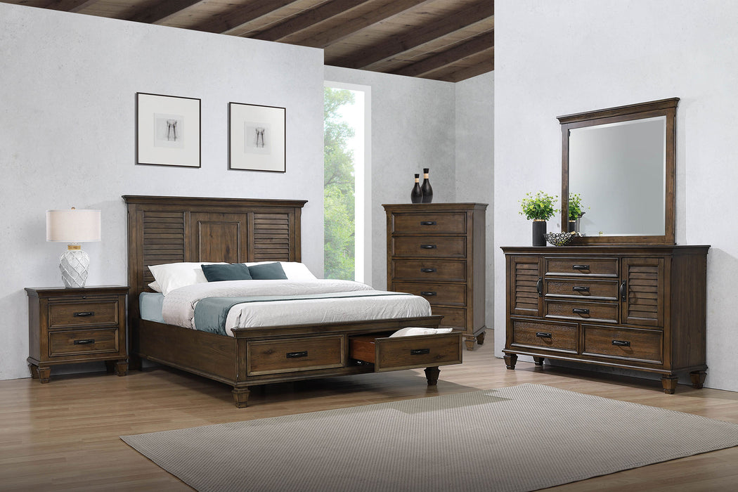 Franco Wood Queen Storage Panel Bed Burnished Oak