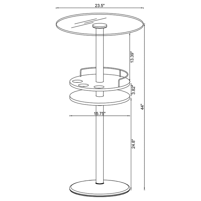 Gianella Round 24-inch Glass Top Bistro Bar Table Chrome