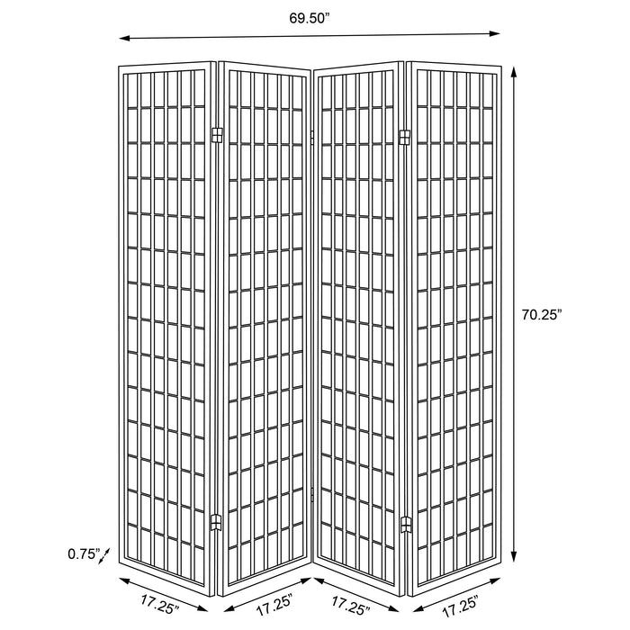 Roberto 4-Panel Room Divider Folding Shoji Screen Dark Grey