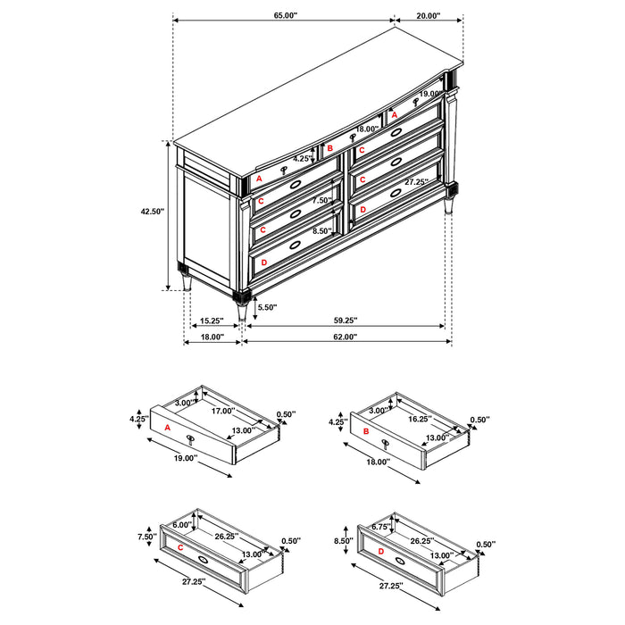 Alderwood 9-drawer Dresser French Grey