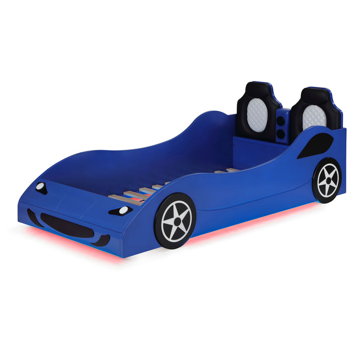 Cruiser Wood Twin LED Car Bed Blue