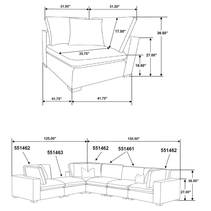 Lakeview 6-piece Upholstered Modular Sectional Sofa Ivory