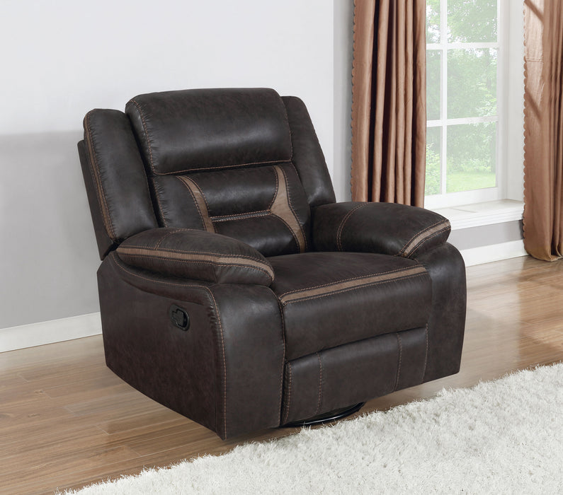 Greer Upholstered Swivel Glider Recliner Chair Brown