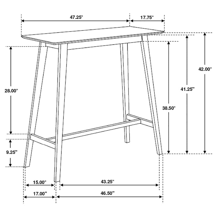 Finnick Rectangular 47-inch Pub Height Bar Table Walnut