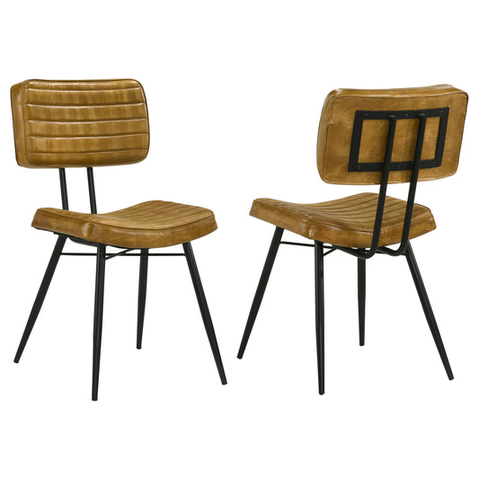 Misty Leather Upholstered Dining Side Chair Camel (Set of 2)