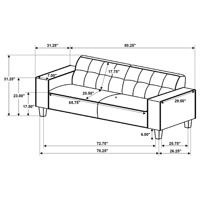 Deerhurst Upholstered Track Arm Tufted Sofa Charcoal