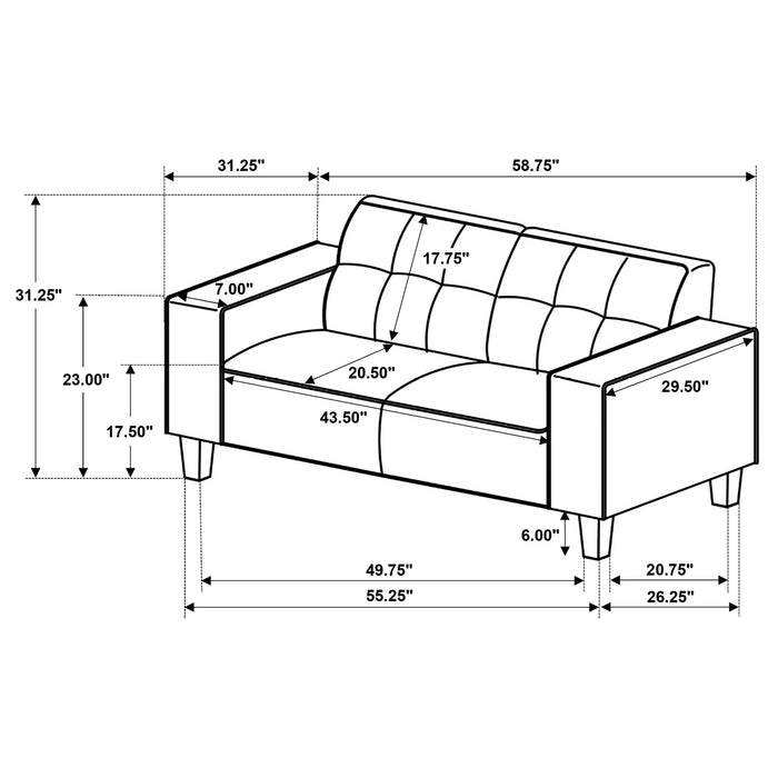 Deerhurst Upholstered Track Arm Tufted Loveseat Charcoal