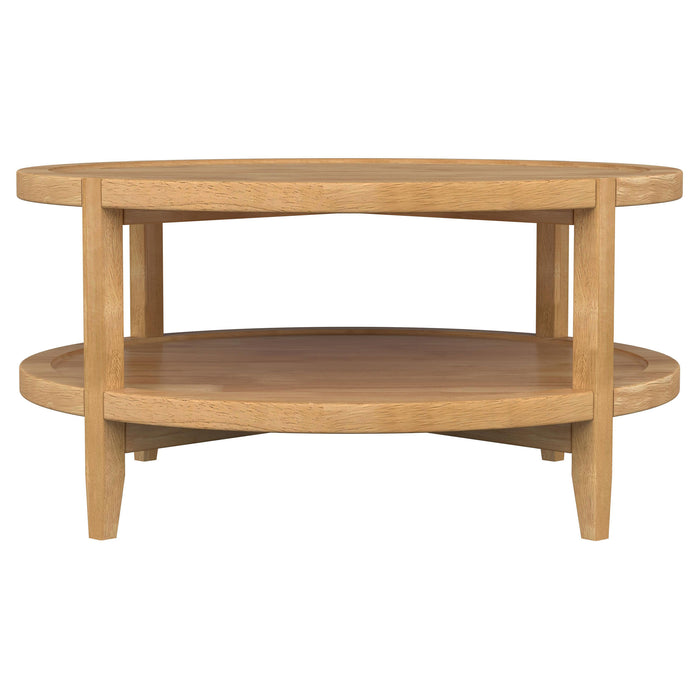 Camillo Round Solid Wood Coffee Table Maple Brown