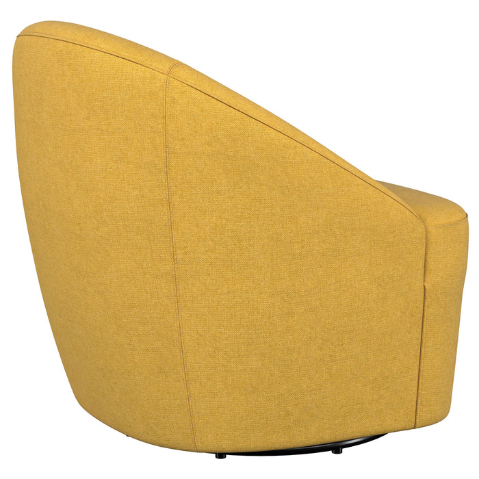 Leon Upholstered Barrel Accent Swivel Chair Mustard Yellow