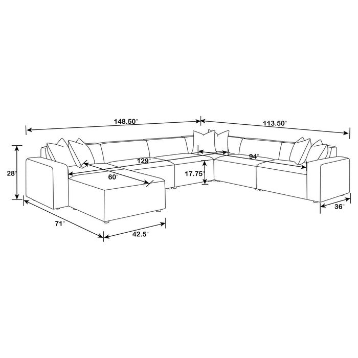 Freddie 7-piece Upholstered Modular Sectional Sofa Pearl