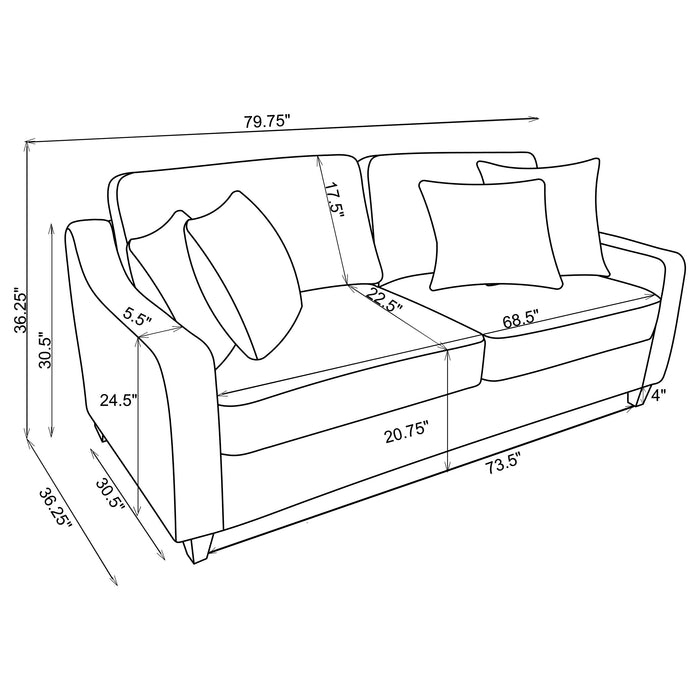 Christine 3-piece Upholstered Sloped Arm Sofa Set Beige