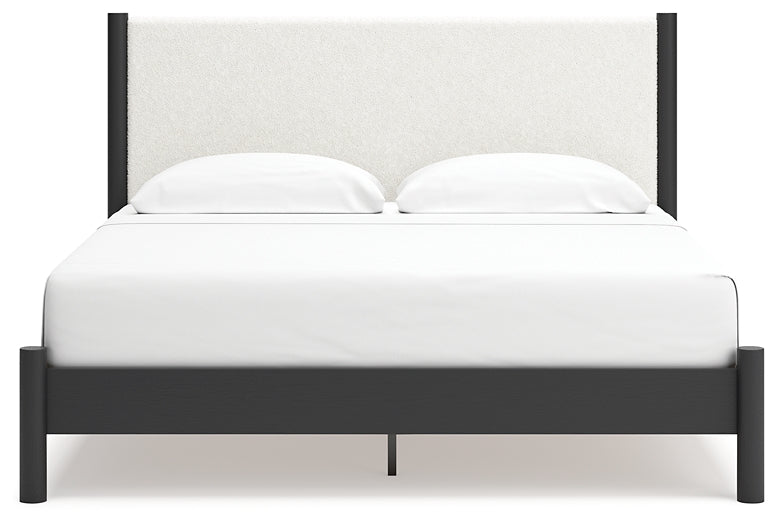 Cadmori King Upholstered Panel Bed with Dresser