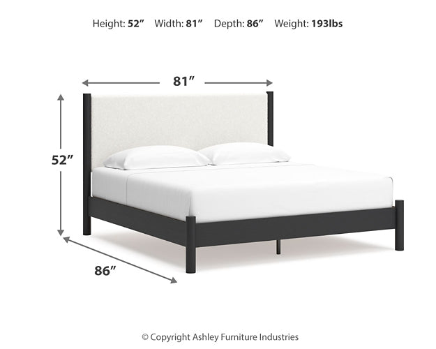 Cadmori King Upholstered Panel Bed with Dresser