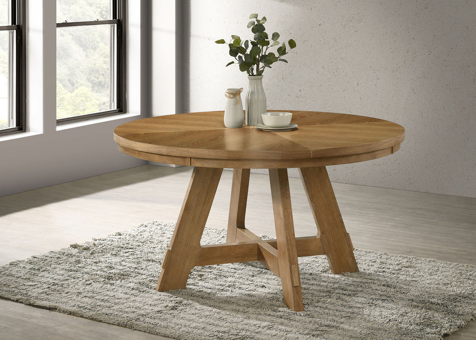 Danvers Round 54-inch Wood Dining Table Brown Oak