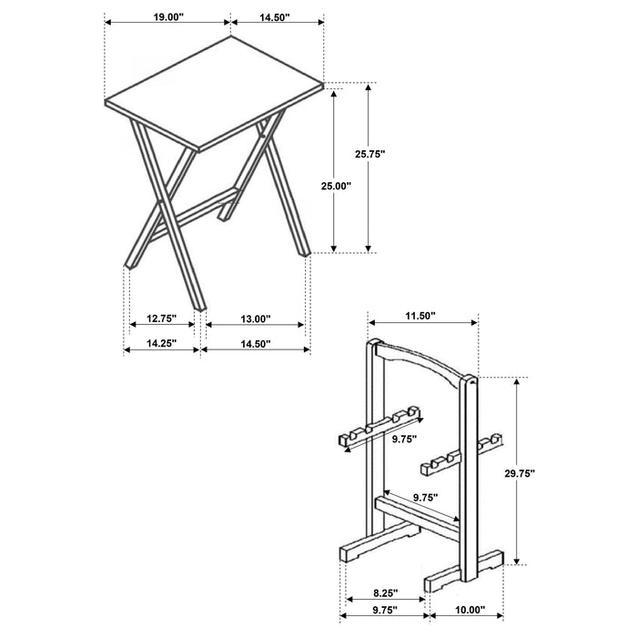 Donna 4-piece TV Tray Table Set with Stand Golden Brown