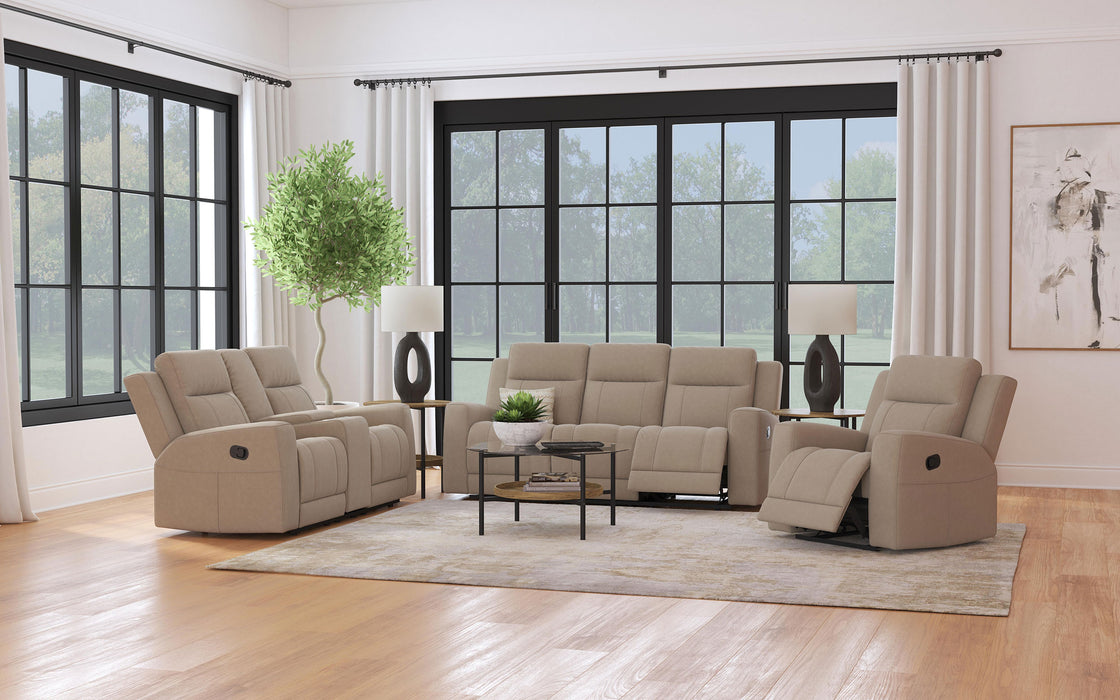 Brentwood Upholstered Motion Reclining Sofa Taupe