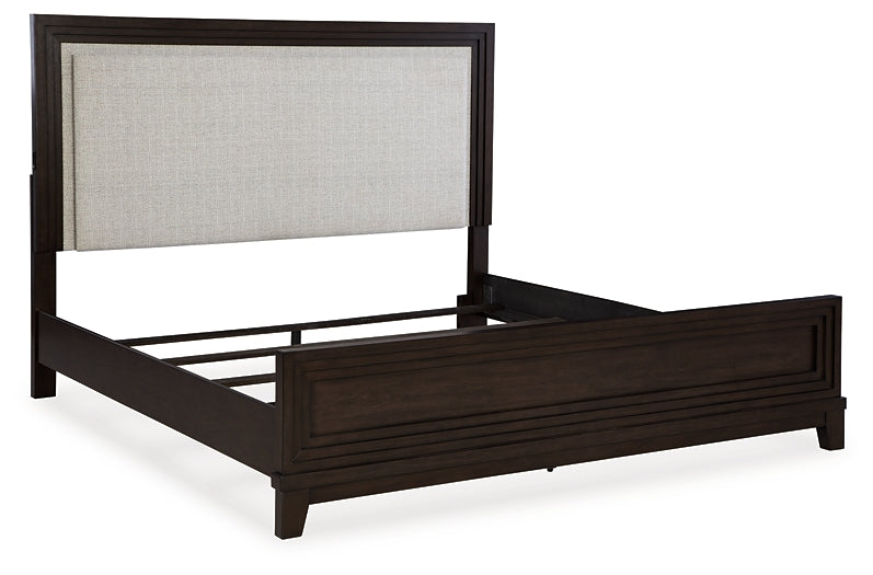 Neymorton Queen Upholstered Panel Bed with Dresser and 2 Nightstands