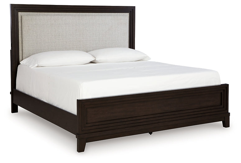 Neymorton Queen Upholstered Panel Bed with 2 Nightstands