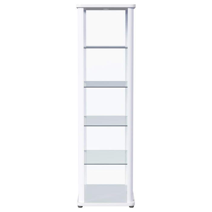 Aero 5-shelf Display Curio Cabinet with LED Lighting White