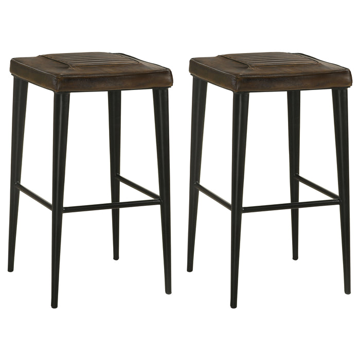 Alvaro Leather Upholstered Bar Stool Brown (Set of 2)