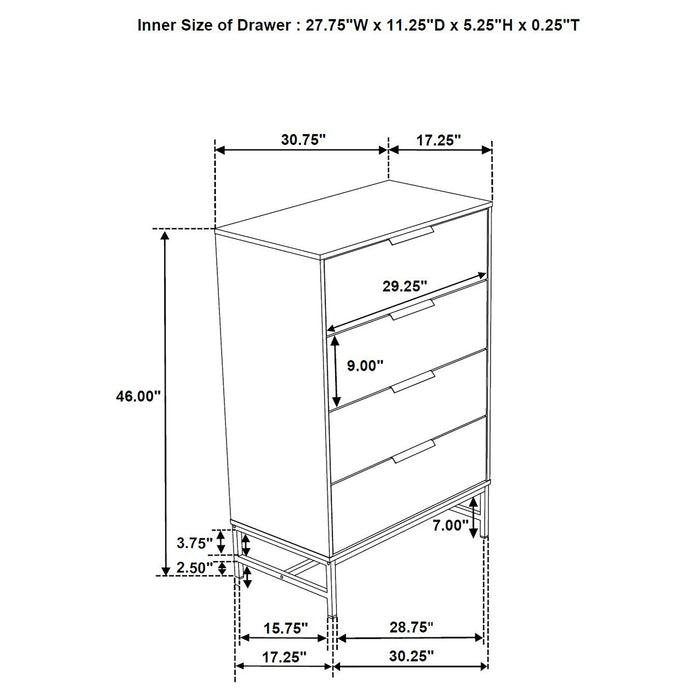 Sonora 4-drawer Bedroom Chest White