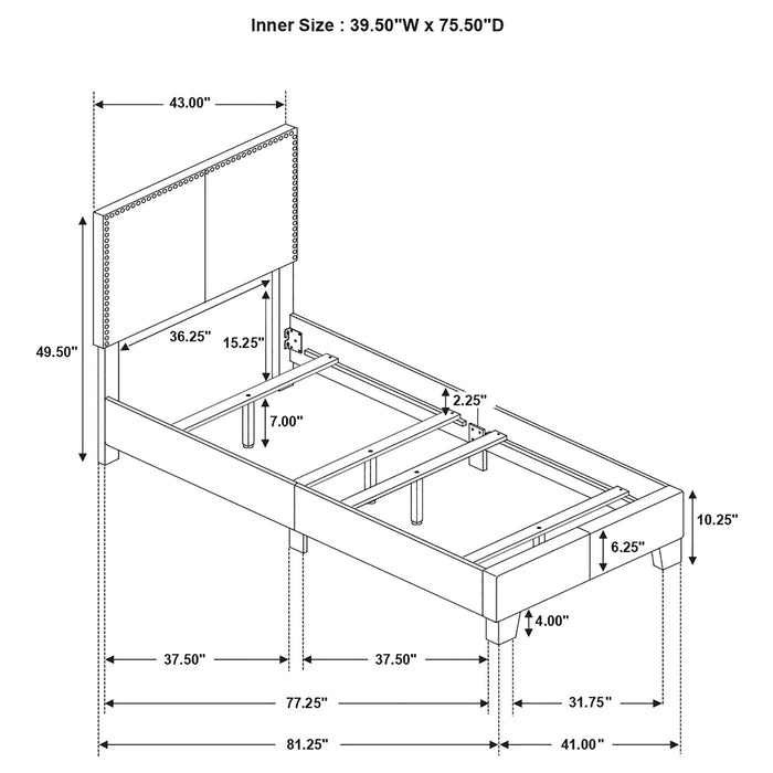 Boyd Upholstered Twin Panel Bed Charcoal