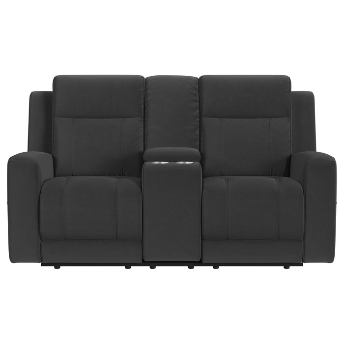 Brentwood 2-piece Upholstered Reclining Sofa Set Dark Charcoal