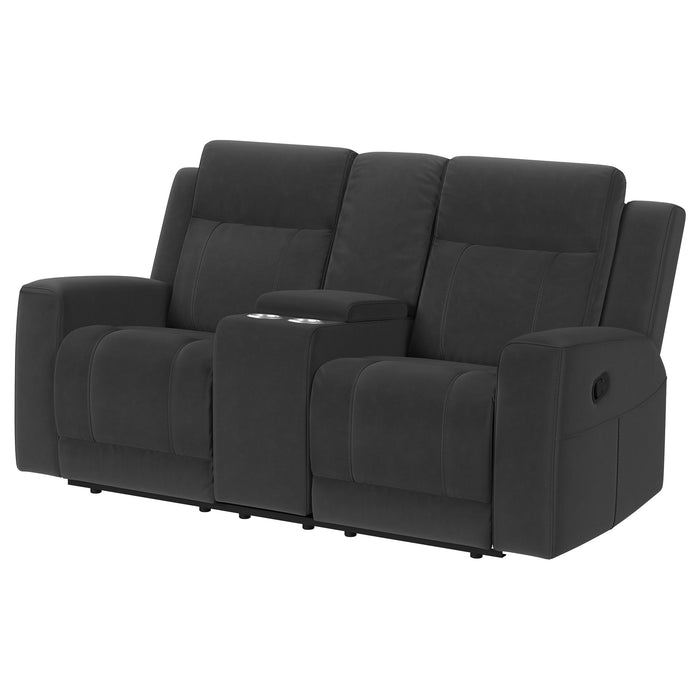 Brentwood Upholstered Motion Reclining Loveseat Dark Charcoal