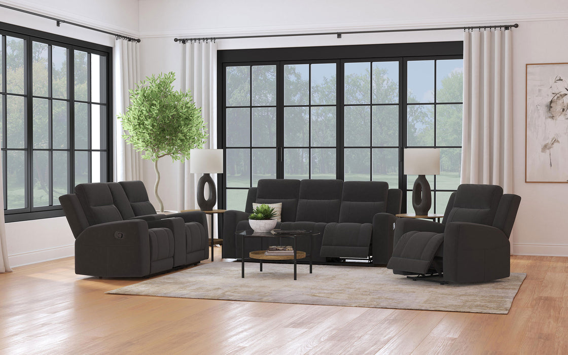 Brentwood Upholstered Motion Reclining Loveseat Dark Charcoal