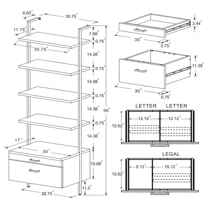 Owens 96-inch 4-shelf Storage Wall Bookshelf Walnut